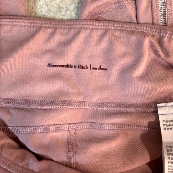 Abercrombie & Fitch Rose Pink Leggings Plastic Ribbed Side Womens Size S - Picture 2 of 14